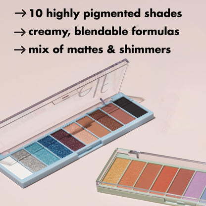 e.l.f. Perfect 10 Eyeshadow Palette, Ten Ultra-pigmented Blue & Purple Metallic Shades, Blendable Formula, Vegan & Cruelty-Free, Intergalactic
