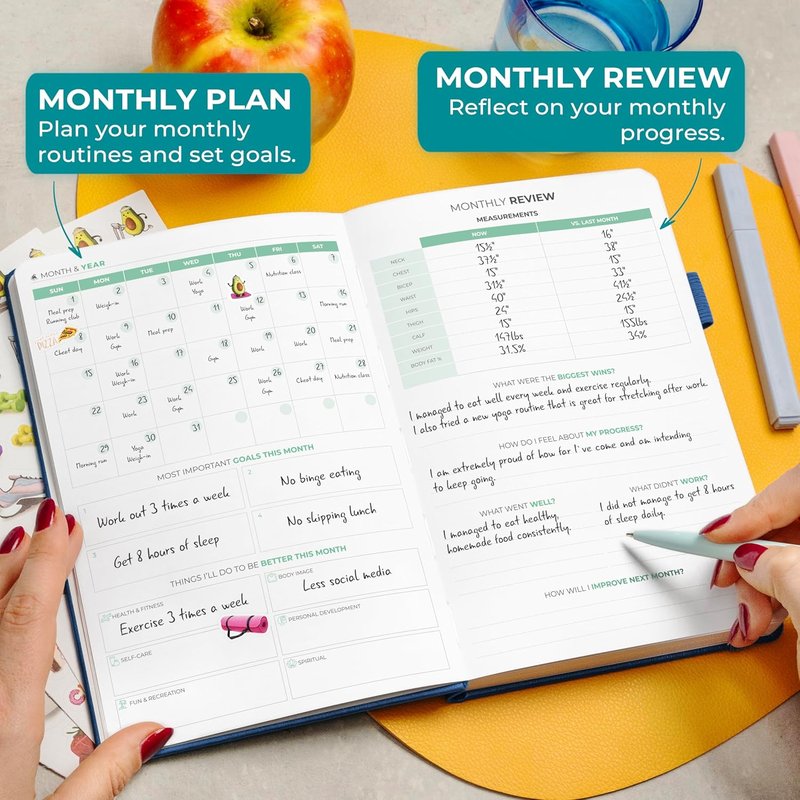 Clever Fox Fitness Journal - Guided Daily Workout & Meal Tracker for Weight Loss | Mystic Blue