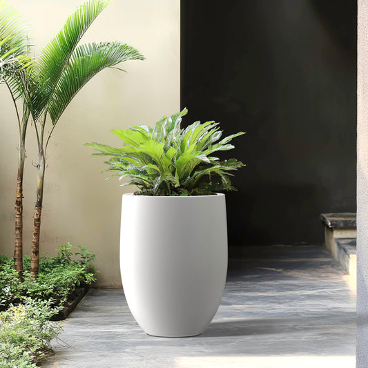 Kante 21.7" H Round Pure White Concrete Indoor Outdoor Modern Tall Planter