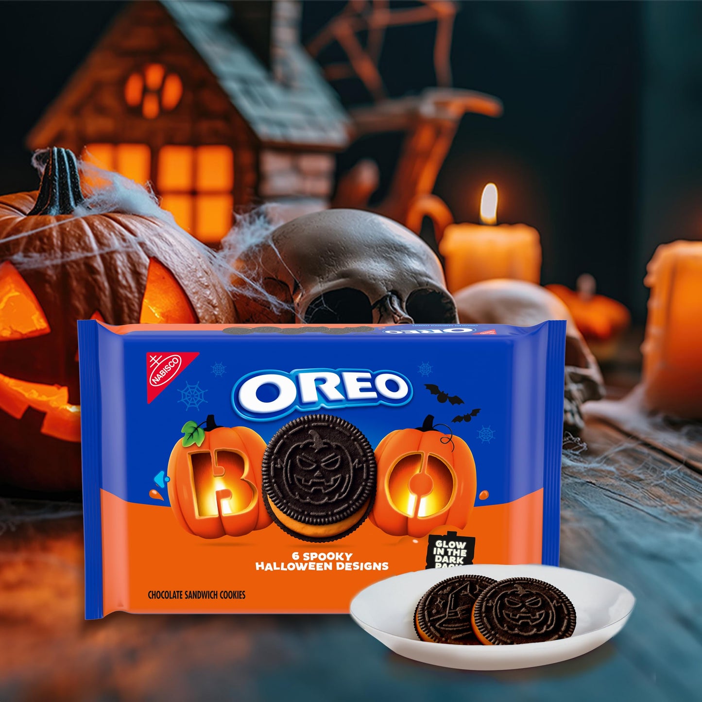 OREO Orange Creme Chocolate Sandwich Cookies, Limited Edition, Halloween Cookies, 18.71 oz
