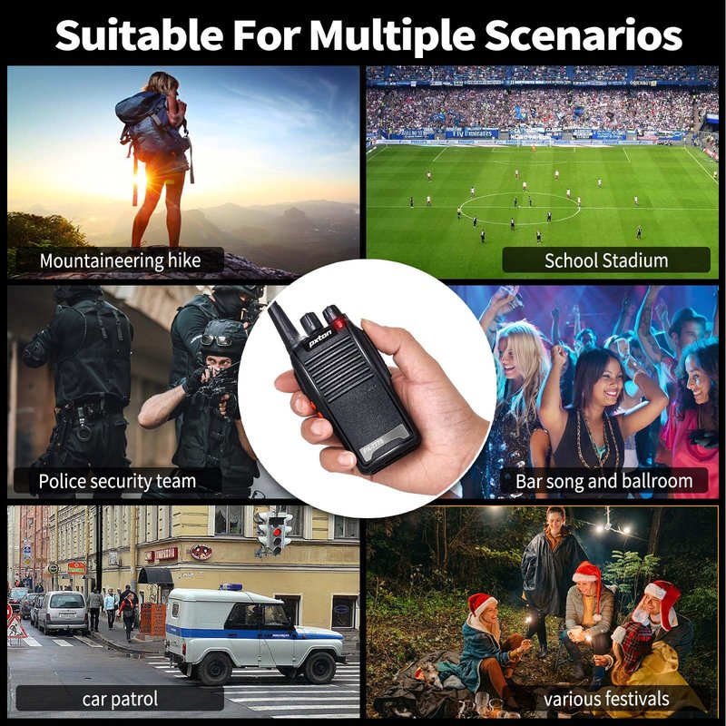 pxton 777S walkie talkies Long Range for Adults Rechargeable with Earpieces and Li-ion Battery,Two Way radios has VOX/TOT/Emergency Alarm/Battery Low Alert/Flashlight/Scan Function（4 Pack）