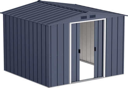 Duramax ECO 8 x 8 (6.35 m2) Metal Garden Storage Shed, Hot-Dipped Galvanized Metal Garden Shed, Tool Storage Shed, Strong Reinforced Roof Structure, Maintenance-Free Metal Shed, Anthracite