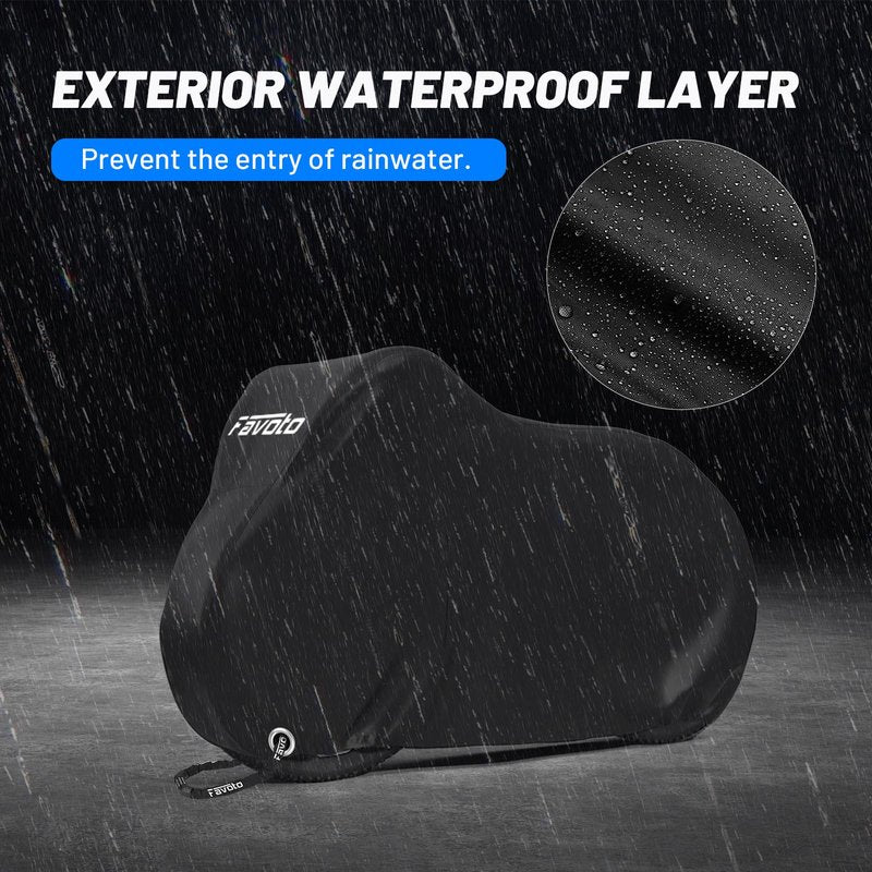 Favoto Bike Cover Waterproof Outdoor - Bicycle Covers for 1 or 2 Bikes Outside Storage Rain Dust Sun Wind Proof with Lock Hole Storage Bag for Ebike Mountain Road Electric Bike