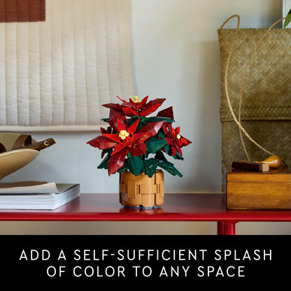 LEGO Icons Poinsettia Building Sets for Adults - Artificial Flowers for Decoration - Christmas Flowers for Table Centerpiece - 10370