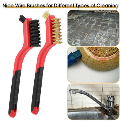 6 Pieces Wire Brushes Set, Small Metal Brass/Stainless Steel/Nylon Brushes for Cleaning Metal Rust and Paint Removal