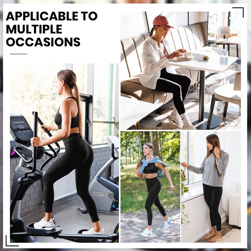 Leafigure Leggings with Pockets for Women, High Waisted Workout Leggings for Gym Navy Blue SM