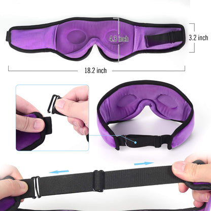 Boodlab Sleep Headphones Bluetooth Sleep Mask, 3D Sleep Eye Mask with Ultra-Thin HD Stereo Speakers Washable Adjustable for Sleeping Side Sleepers, Air Travel,Yoga,Meditation,Holiday (Purple)