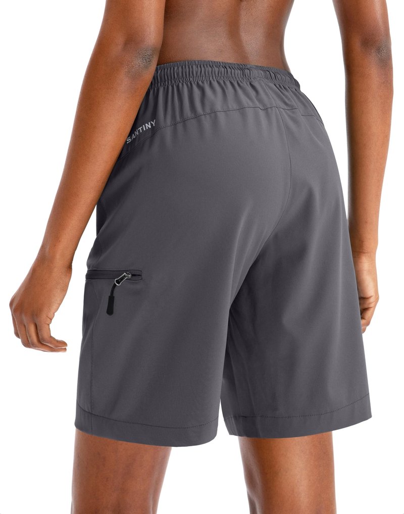 SANTINY Women's 5''/ 7''/9'' Hiking Cargo Shorts Quick Dry Lightweight Summer Shorts for Women Athletic Golf Zipper Pockets(Dark Grey_3XL)