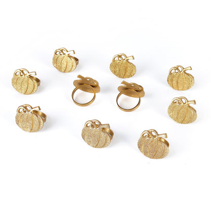 Set of 12 Decorative Metal Napkin Ring - Antique Copper Pineapple Lightweight Napkin Rings - Table Accents for Elegant Dining, Weddings & Everyday Celebrations (Gold)- ALPHA Living HOME