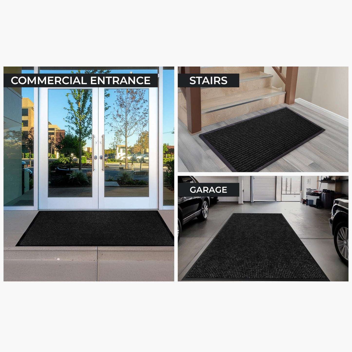 Commercial Door Mat 4'x6' Black, Heavy Duty Industrial Floor Mat for High Traffic Areas, Nonslip Rubber Backing, Large Door Mat for Indoor Entrance or Business Entryway.