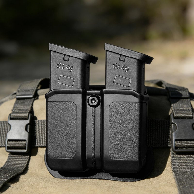 GUN & FLOWER Universal Double Magazine Holder with Silicone Paddle, OWB Magazine Holster Fits 9mm/.40 Double Stack Mags, Mag Pouch Compatible with Glock/Taurus/Beretta/Sig/H&K/CZ/S&W/Colt