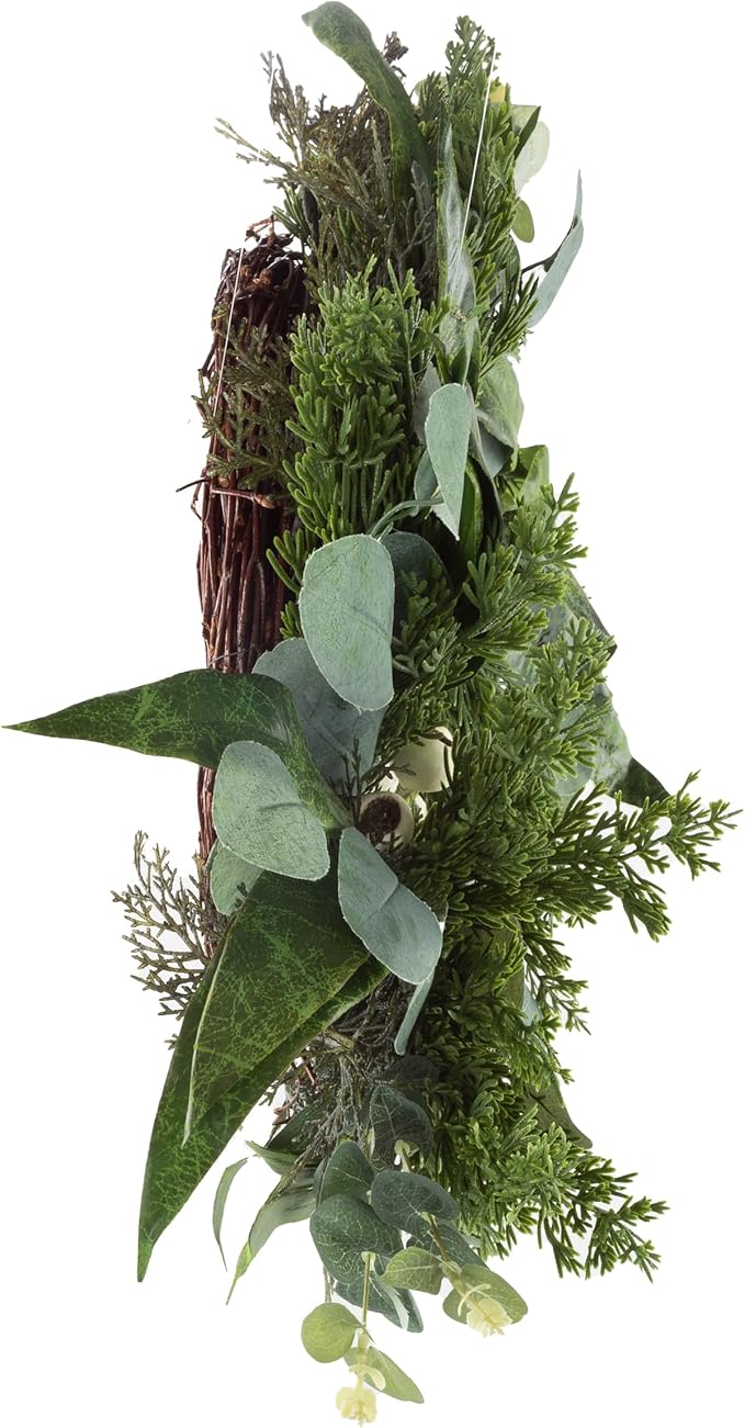 Eucalyptus Wreath - 20-Inch Artificial Spring, Summer, or Fall Wreath for Home Decor - Wreaths for Indoors or Covered Patio Use Only by Pure Garden