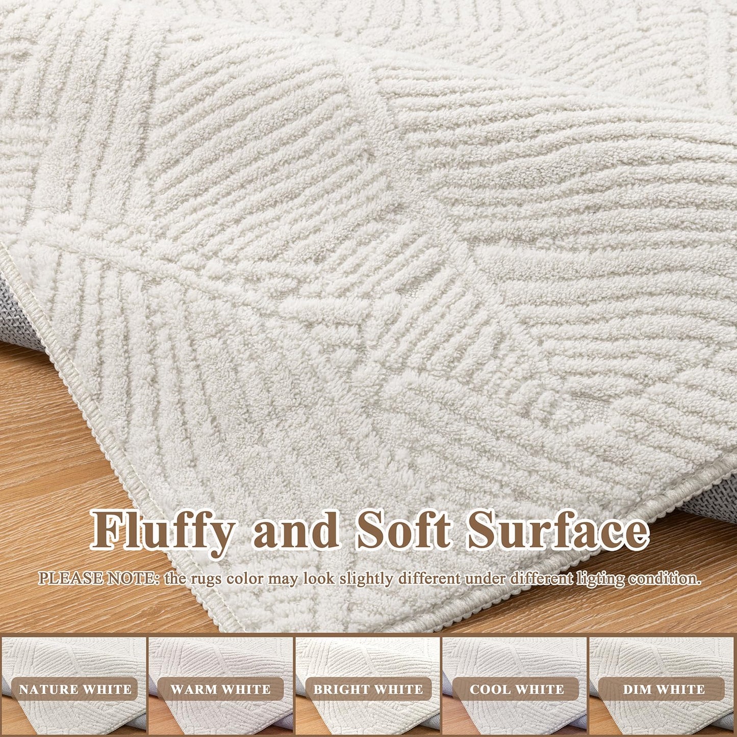Ileading Washable Area Rug for Living Room 8x10 ft, Beige Soft Fluffy Tropical Leaf Carpet with Non Slip Backing, Low Pile Rugs for Bedroom Dining Room Indoor Home Office