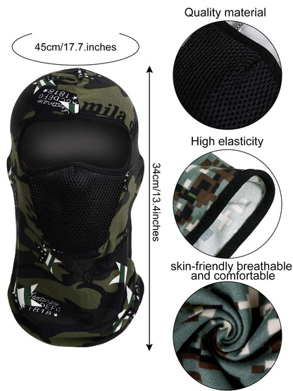 3 Pieces Camo Face Mask Balaclava Ski Mask Breathable Sun Protection Windproof for Men Motorcycle Outdoor Hunting(Mixed Camouflage, Camouflage Blue, Camouflage Navy Green)