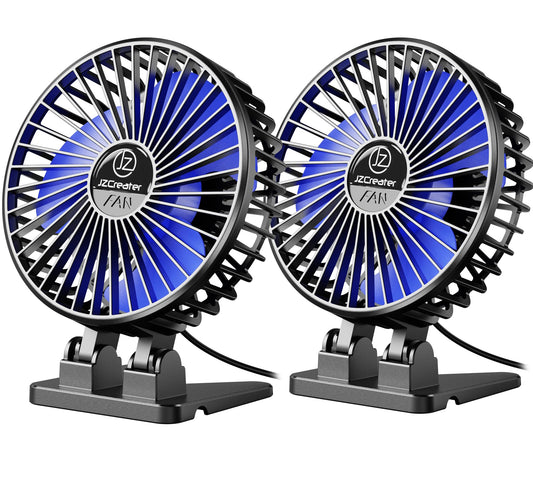 JZCreater USB Desk Fan, Mini Fan Portable, 3 Speeds Desktop Table Cooling Fans, Plug in Power, Rotation Strong Wind, Quiet Personal Small Fan for Home Desktop Office Travel Bedroom, Black (2Pack)