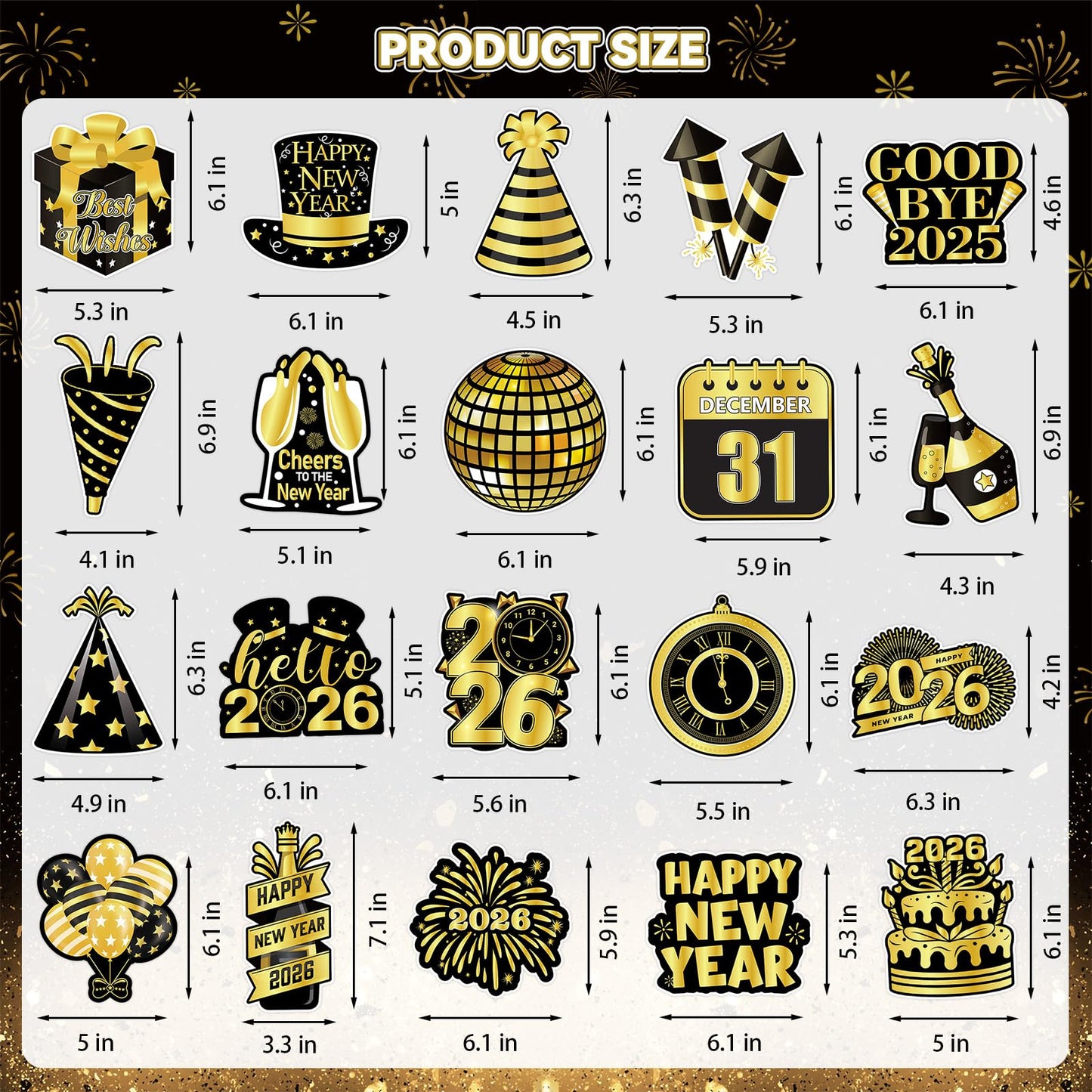 40Pcs Happy New Year Decorations Hanging Swirls, Black and Gold Happy New Year Hanging Swirls Ceiling Decor for New Year's Eve Party Decorations Supplies 2026