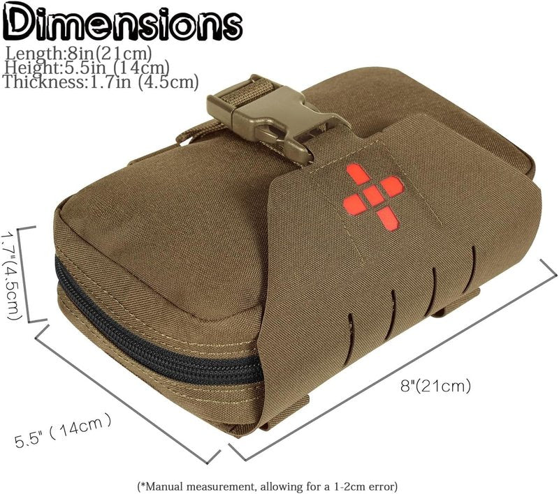 Lonloke Ifak Pouch-Rapid Deployment Tactical MOLLE Trauma Kit Pouches, Quick Release Tear-Off Medical First Aid Kit Organiser with Red Immediate Identify for Emergency Surviva. (CB+Glow Sticks)
