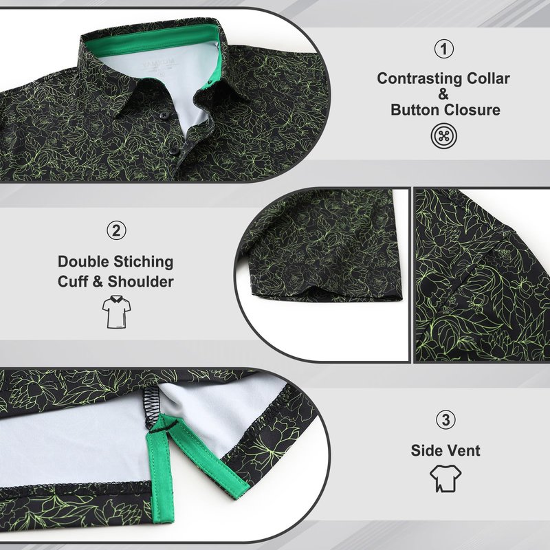 YAMXDM Golf Polo Shirts for Men - Print Moisture Wicking Quick Dry Polo Shirts for Men, Short Sleeve Collared Polo Shirts for Golf Tennis Casual Wear