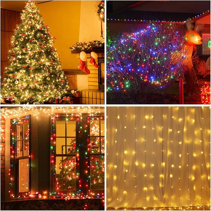 Decute 500LED Christmas Tree Lights Fairy String Light 164FT Green Copper Wire Warm White and Multicolor Dimmable with Remote, UL Cerficated Twinkle Light for Party Wedding Indoor Outdoor Decor