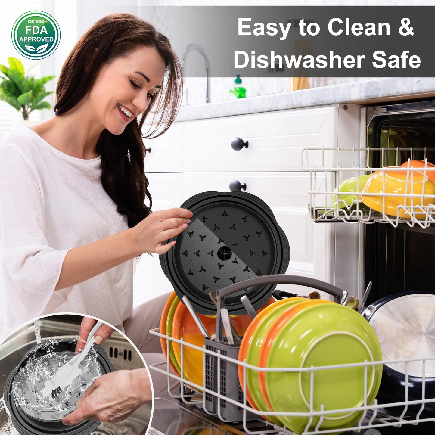 Chicken Shredder with Removable Plate - Manual Meat Shredder Tool with Transparent Lid & Cleaning Brush, Dishwasher Safe Kitchen Gadget for Shredding Chicken, Pork, Beef, Pulled Pork(Black)