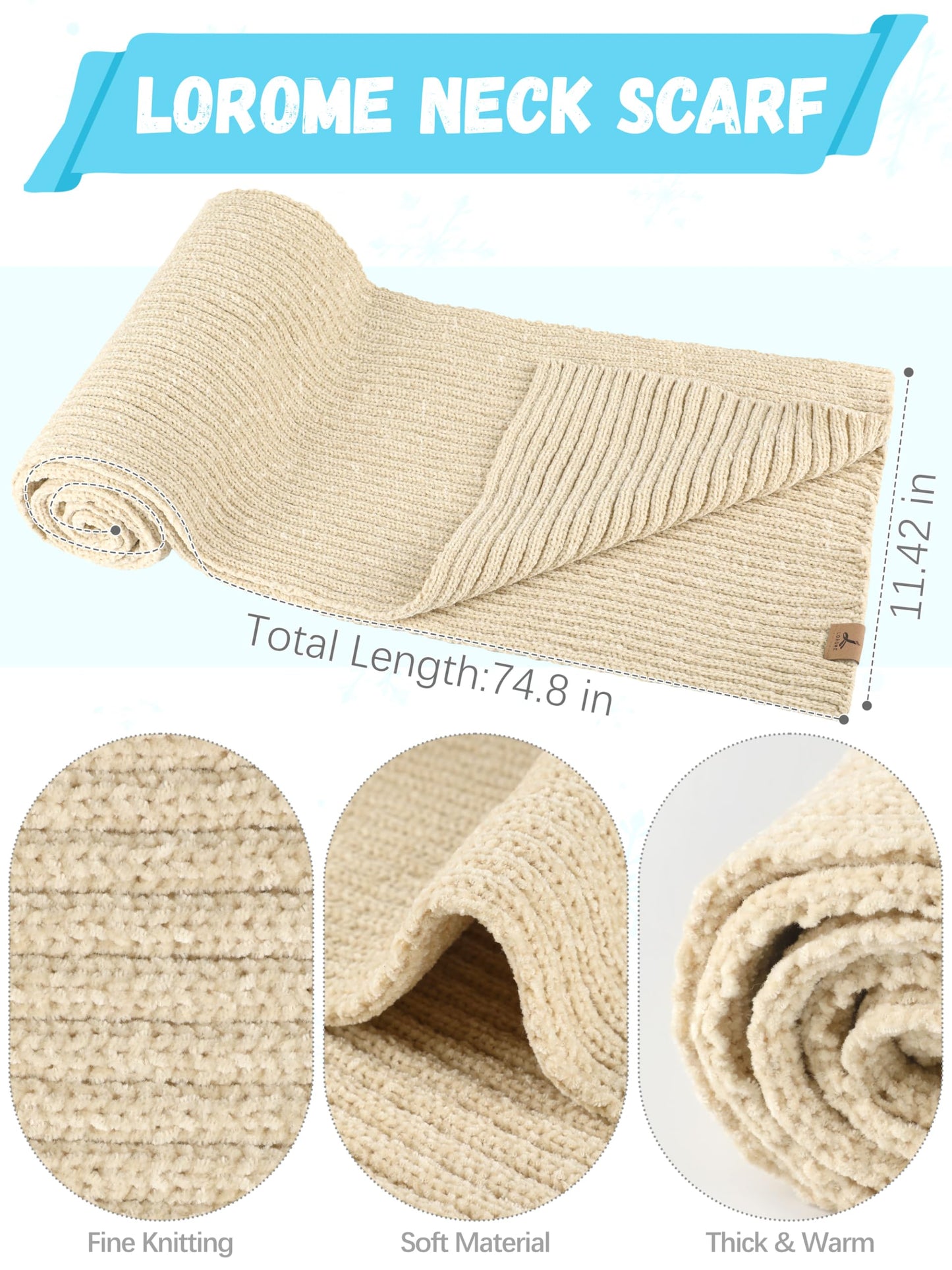 Winter Warm Hat Scarf and Touch Screen Gloves Set, Knitted Pom Beanie Hat Neck Warmer Long Scarf Winter Gloves for Women Men