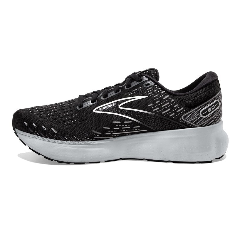 Brooks Men's Glycerin 20 Neutral Running Shoe - Black/White/Alloy - 9 Wide