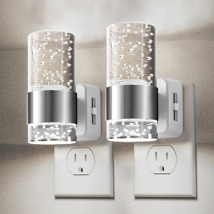 L LOHAS LED Night Light,Dimmable Night Lights Plug into Wall, 2 Pack Acrylic Nightlights with 0-100 LM Adjustable Brightness, 3000K Plug in Night Light with Dusk to Dawn Sensor, for Bathroom Hallway