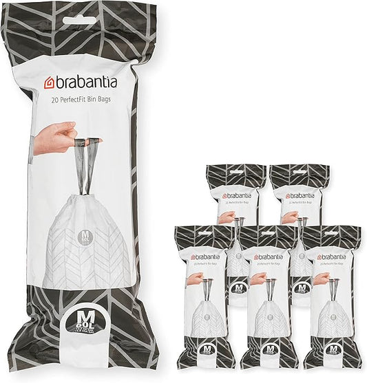 Brabantia PerfectFit Trash Bags Thick Plastic Trash Can Liners