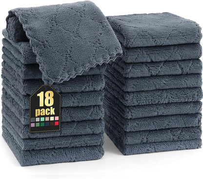 Homaxy 12 Pack Kitchen Dish Cloths (10 x 10 Inches, Grey), Super Soft and Absorbent Coral Velvet Dish Towels, Nonstick Oil Fast Drying Microfiber Cleaning Cloth, No Lint Household Dishcloths
