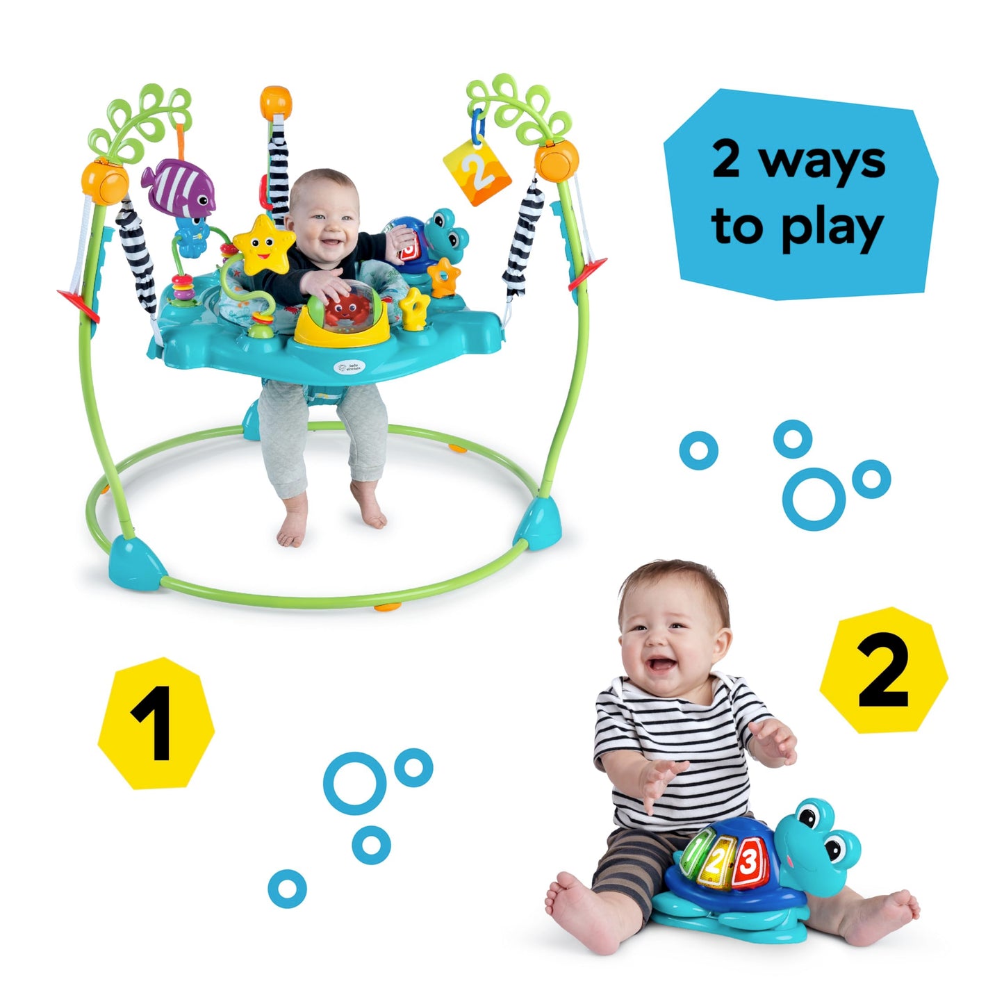 Baby Einstein, Ocean Explorers Curiosity Cove 2-in-1 Educational Activity Jumper and Floor Toy, Ages 6-12 Months