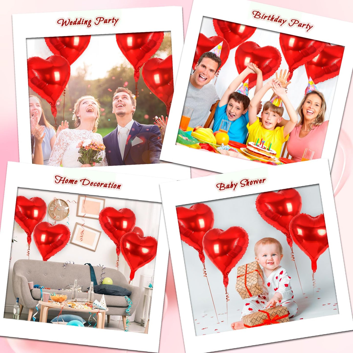 12 Pcs Red Heart Balloons,18 Inch Heart Foil Balloons Love Balloon Valentine Balloon for Birthday Party Wedding Engagement Party Baby Shower Valentine Day Decorations (red)