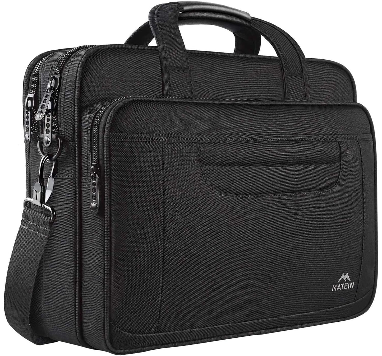 MATEIN Laptop Bag, 15.6 Inch Multifuntional Business Computer Laptop Case, Unisex Spacious Shoulder Messenger Bag Briefcase for Men and Women, Universal Nylon Briefcase for Notebook - Black