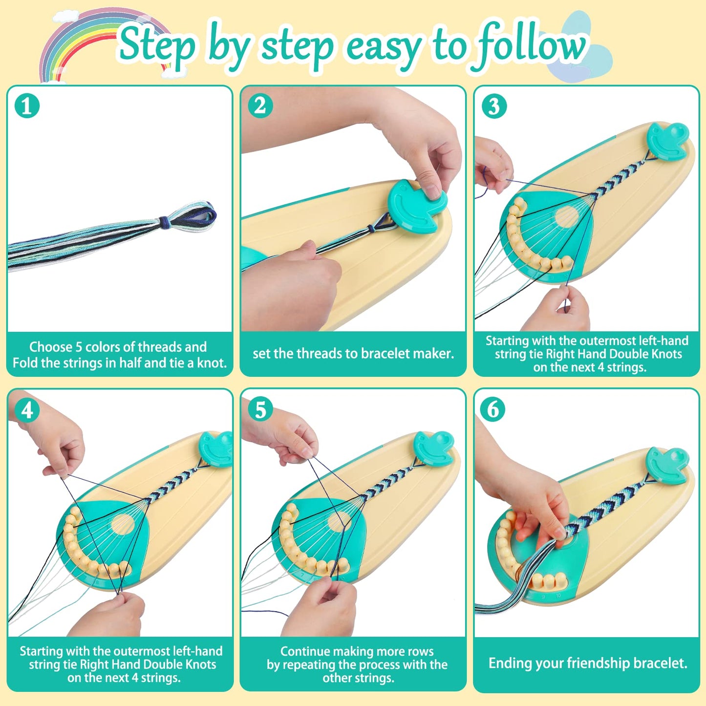 Friendship Bracelet Making kit,Arts and Crafts for Kids Ages 8-12,DIY Bracelet Making Kit with 20 Pre-Cut Threads,Birthday Gifts for Girl Ages 6 7 8 9 10 11 12 Year Old Kids Travel Activity Set
