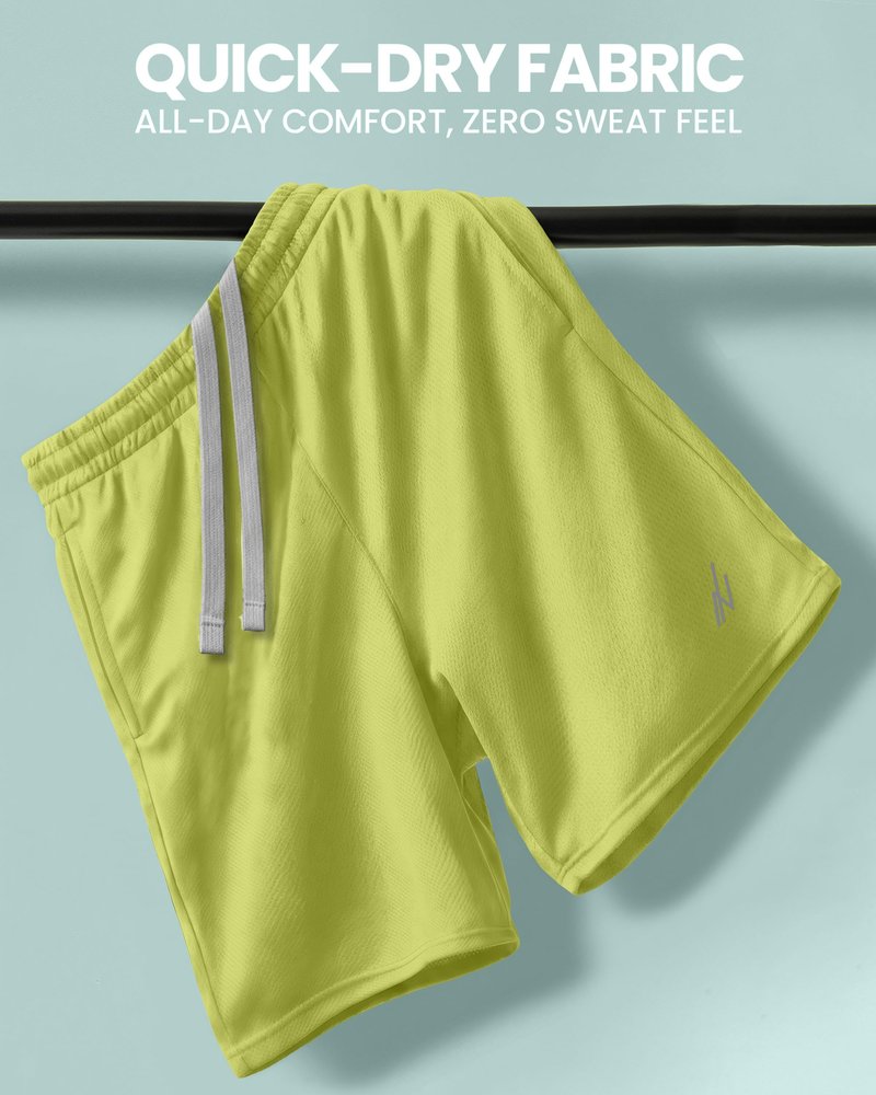 NY Threads Men's Athletic Shorts Quick Dry Loose-Fit Lightweight Running Workout Gym Shorts with Pockets, Large, Lime Green