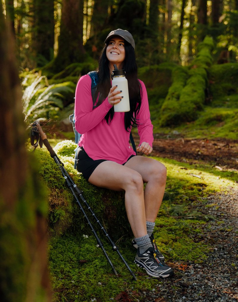 Women's Sun Shirts UPF 50+ Long Sleeve UV Protection Shirt Lightweight Quick Dry Workout Hiking Tops for Women(Granita Pink,M)