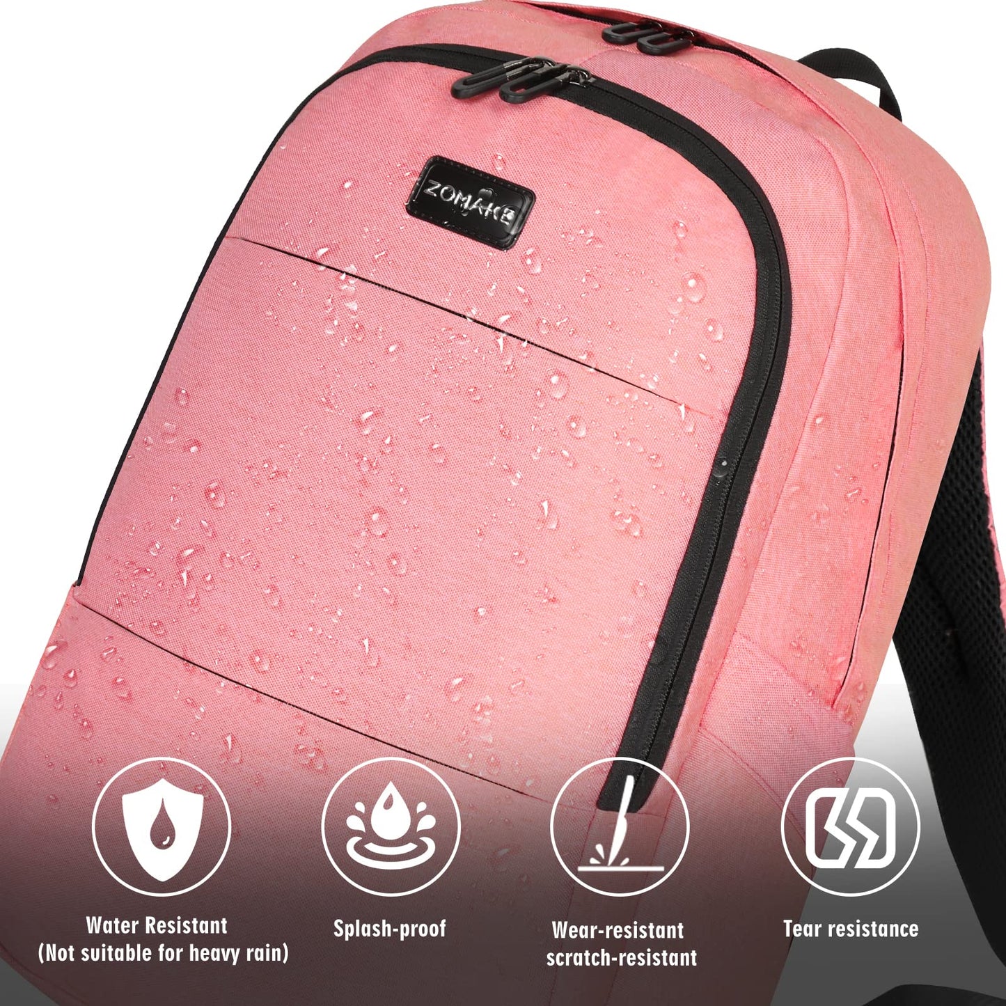 Travel Laptop Backpack Water Resistant Anti-Theft Bag with USB Charging Port and Lock 14/15.6Inch Computer Business Backpacks Gift for Men Women，Casual College School Student Bookbag,A-Coral Pink