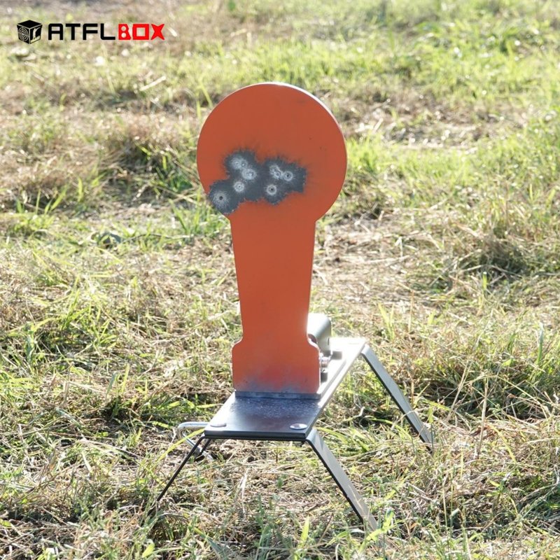 ATFLBOX 3/8" AR500 12.8'' Classic Popper Steel Shooting Target with Stand, 6'' Plate Auto Reset Target for Shooting Range, Suitable for Pistol, Rifle, Handgun, Shotgun, Rimfire