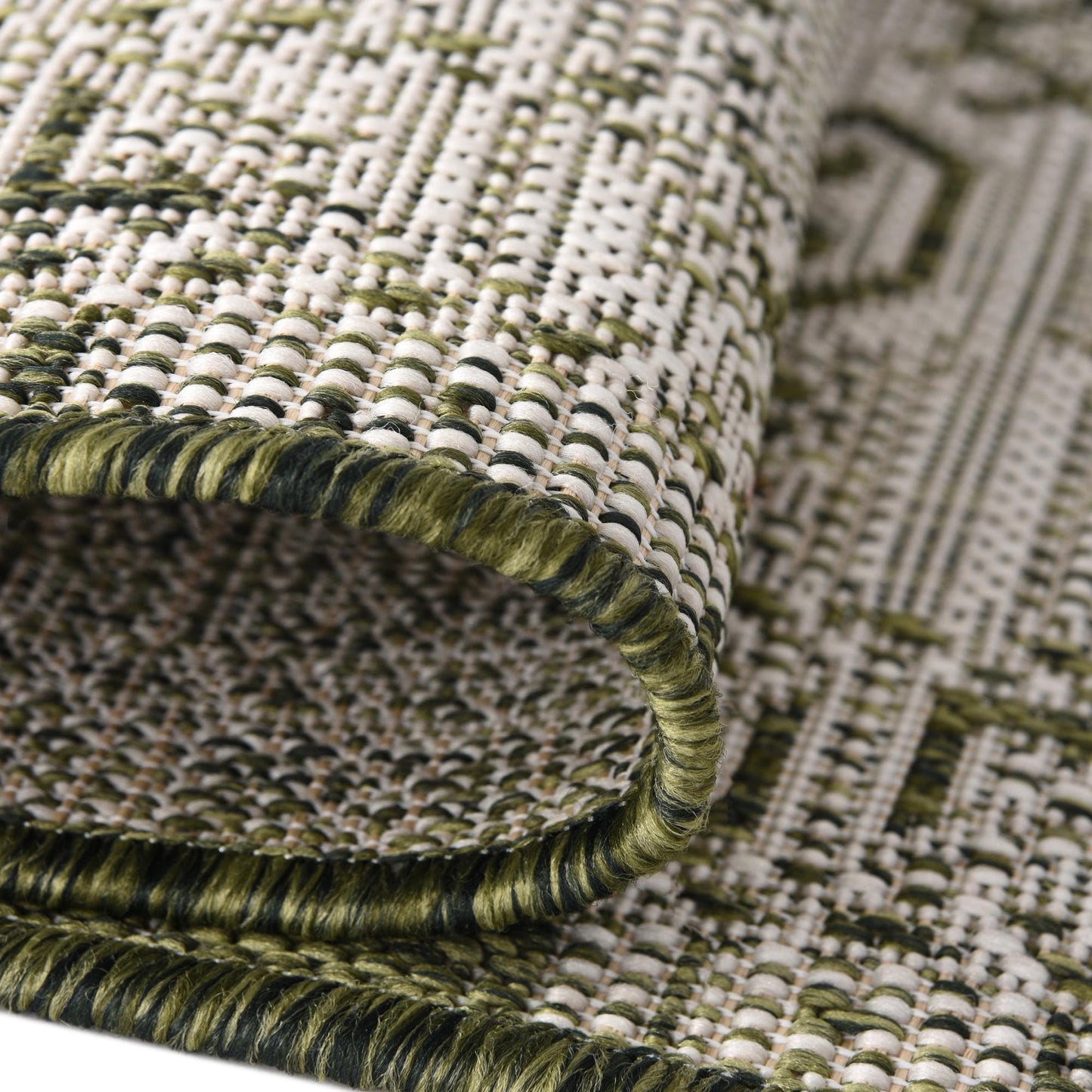 Rugs.com - Outdoor Aztec Rug – 8 Ft Square Green Indoor/Outdoor Rug – Washable Flatweave Area Rug for Patios, Decks, and Porches