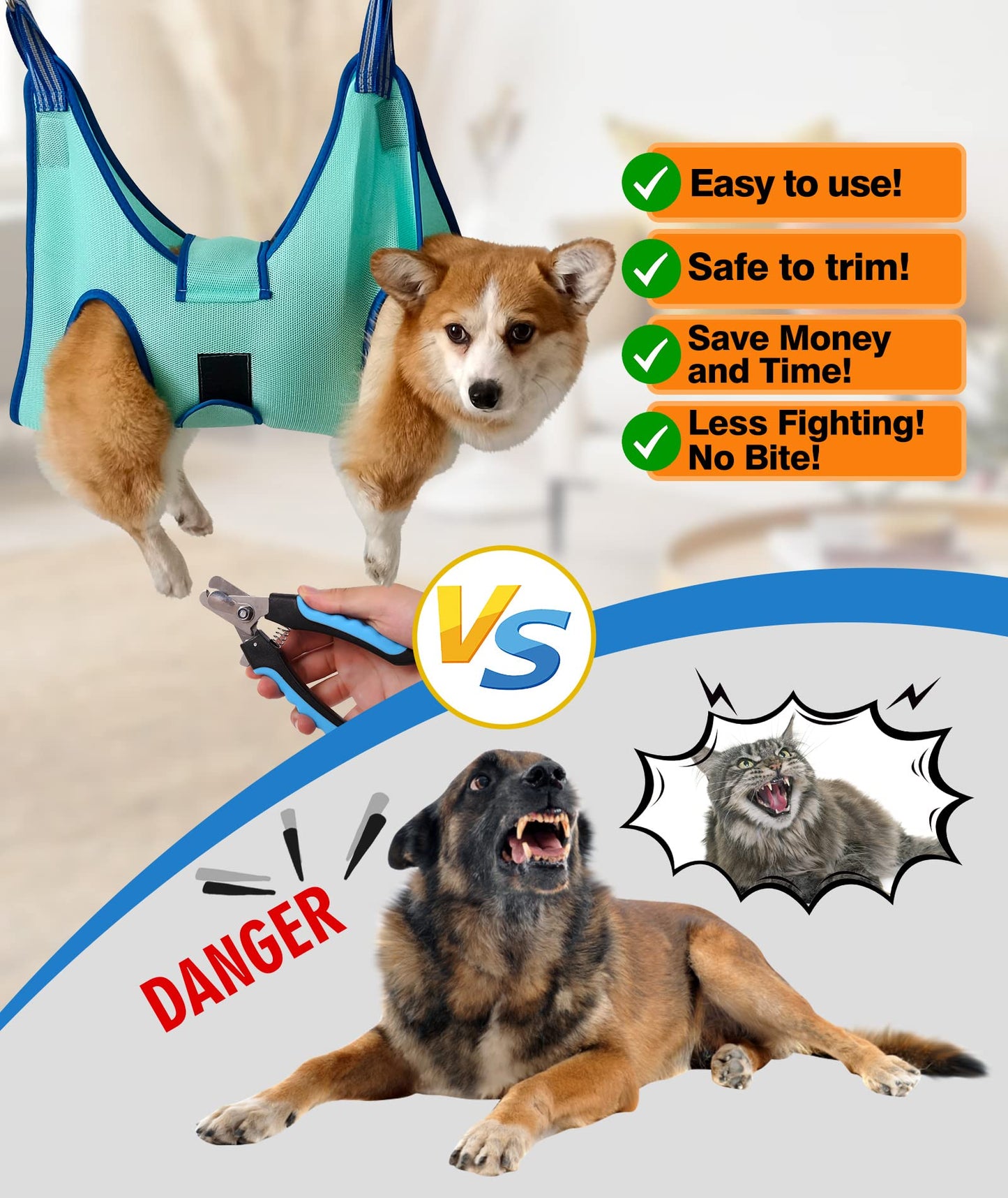 Kkiimatt 2027 New Edition Dog Grooming Hammock, Pet Grooming Hammock with Nail Clippers/File, Dog Grooming Sling with Wide Strap Sewed