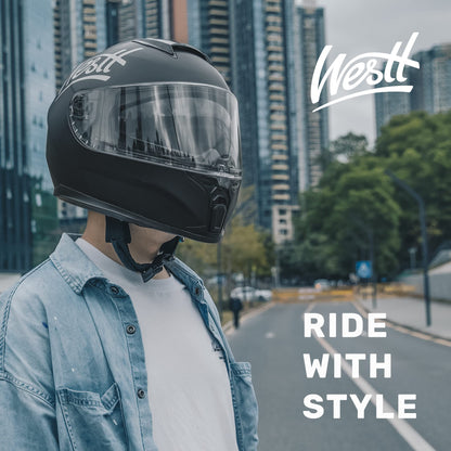 Westt Motorcycle Helmets Full Face Helmets - Street Bike Helmet with Dual Visor DOT Approved for Men Women Adults Compact Lightweight Storm X Grey Black White (Grey, L (23.23-23.62 in))