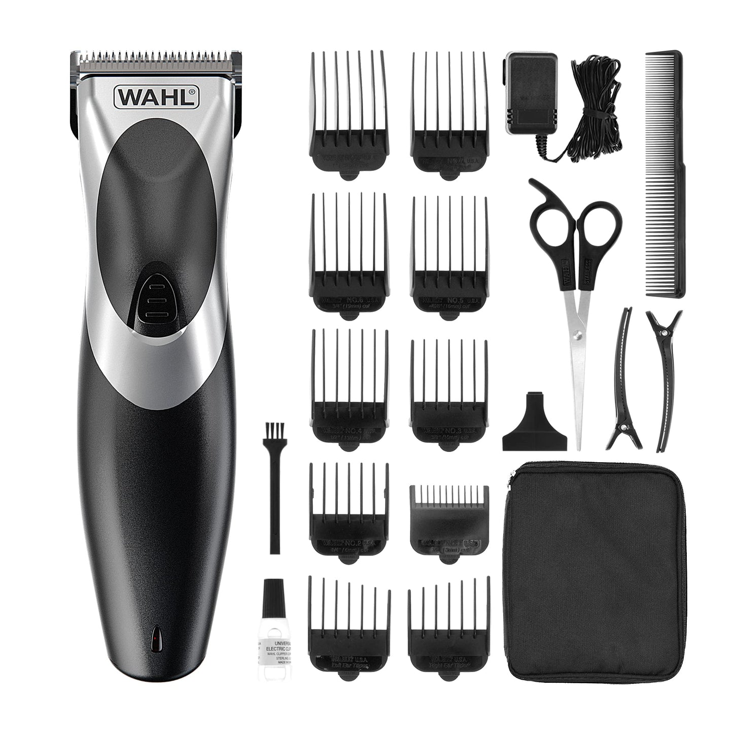 Wahl Clip ‘N Rinse Cord/Cordless Hair Clipper, Rechargeable Clipper, Hair Clippers for Men, Male Grooming Set, Corded, Cordless, Washable Head, Home Hair Cutting