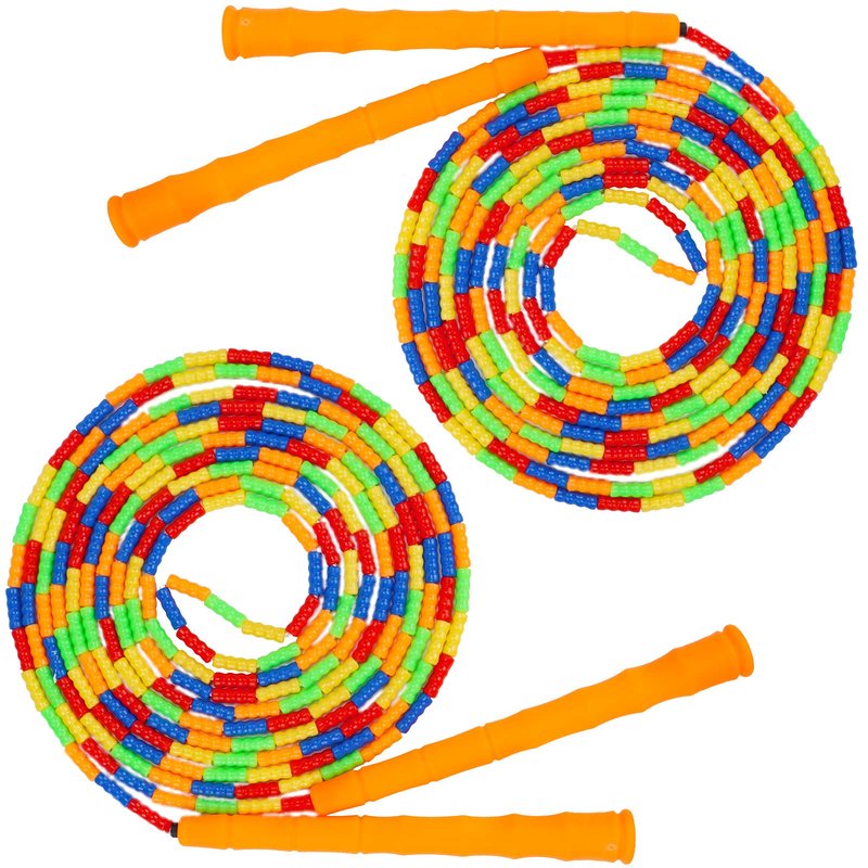 Supertrip Double Dutch Jump Rope - Soft Beaded, Long 16 FT, 2 Pack - Adjustable Skipping Ropes for Women, Adults & Kids - Orange