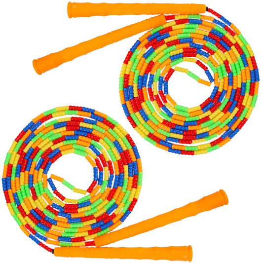 Supertrip Double Dutch Jump Rope - Soft Beaded, Long 16 FT, 2 Pack - Adjustable Skipping Ropes for Women, Adults & Kids - Orange