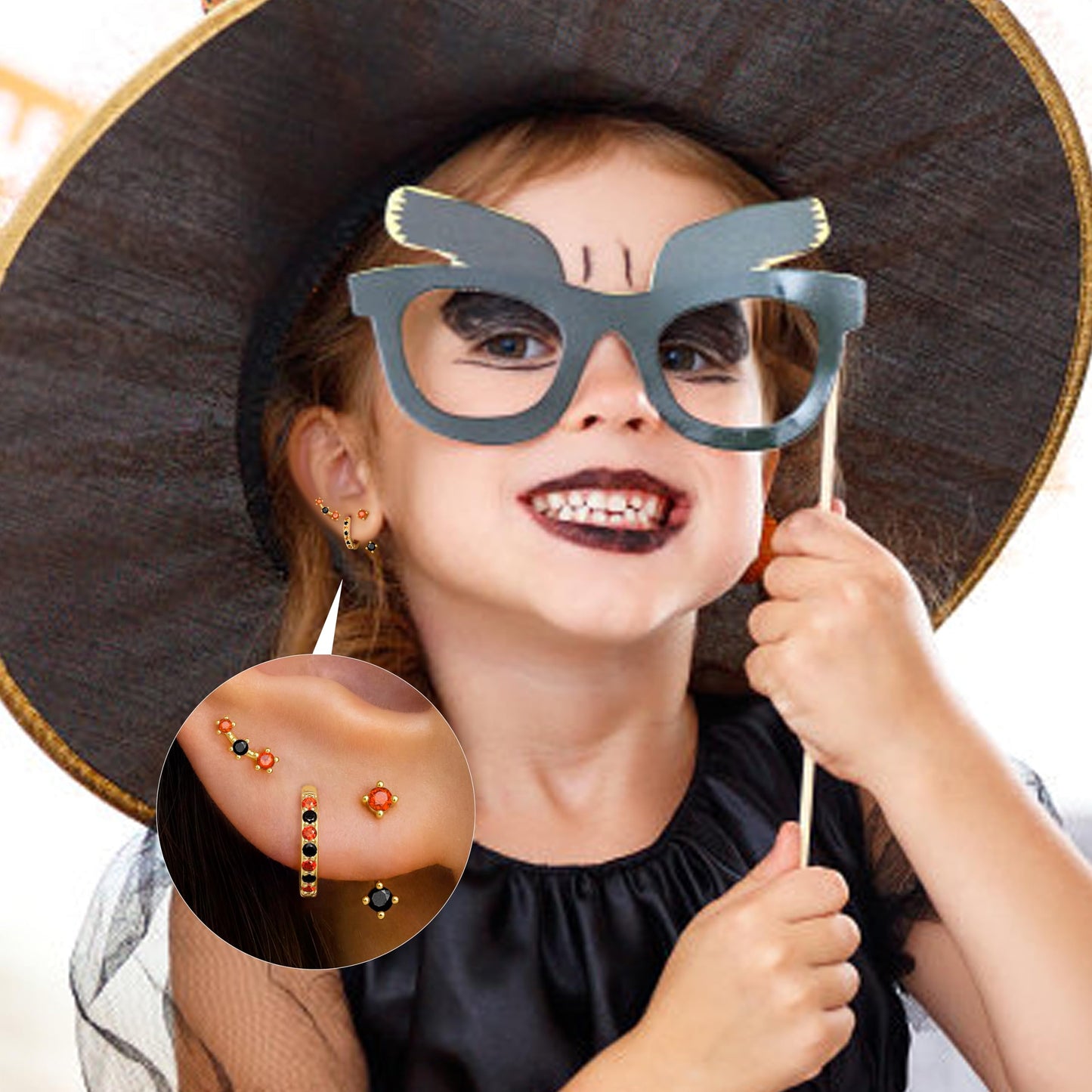 Halloween Accessories Earrings for Women Jewelry Gifts, Halloween Custumes Ghost Pumpkin Studs Huggie Hoop Earrings, Orange Black Spooky Cute Fun Holiday Gifts