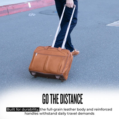 Solo Walker 15.6 Inch Laptop Bag, One Size, Walker Laptop Bag with Wheels, Leather, Skin-Coloured, Standard Size, Walker Leather Laptop Bag