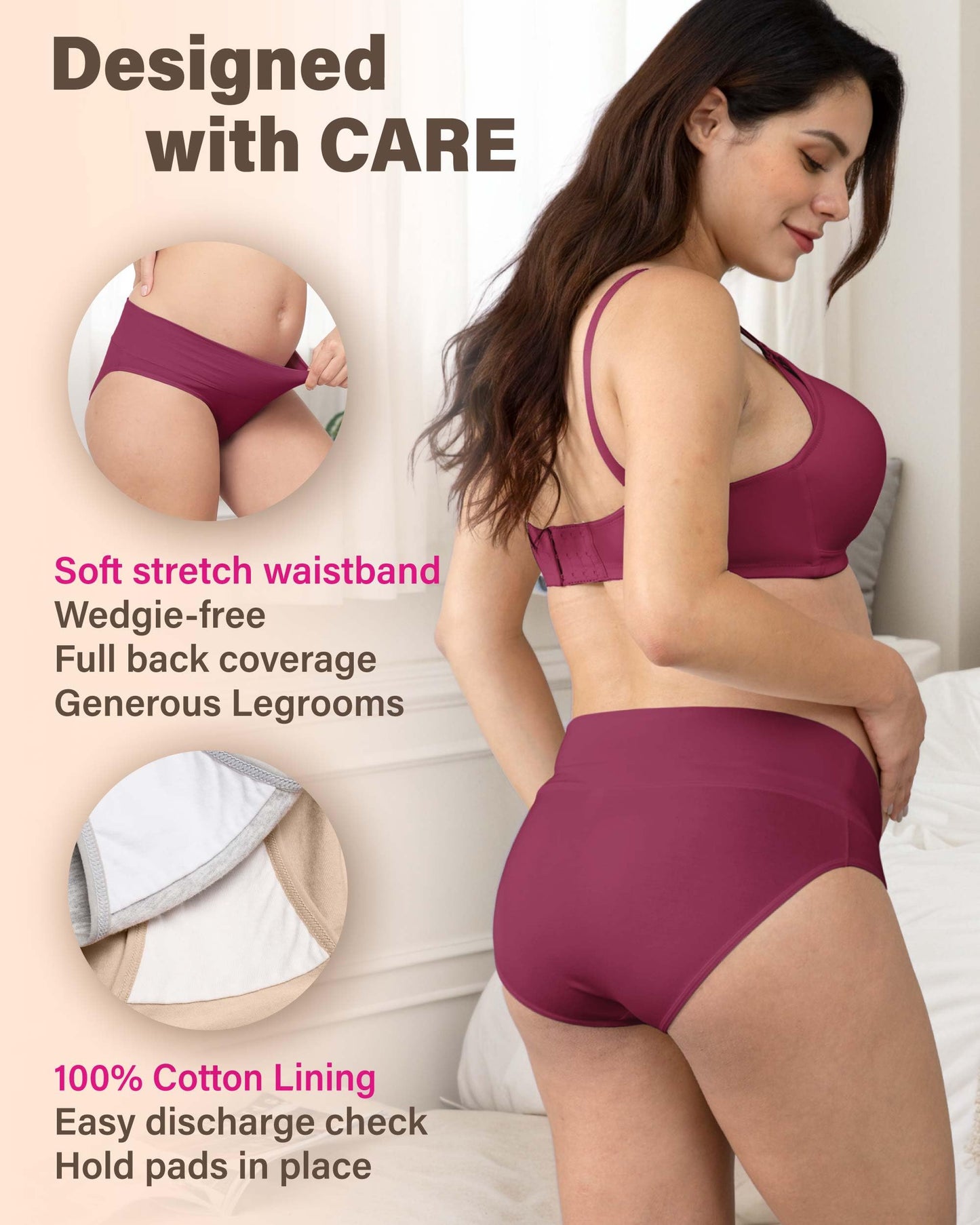 Intimate Portal Maternity Knickers Pregnancy Postpartum Underwear Foldable Cotton Pants 6-Pk Black XXL