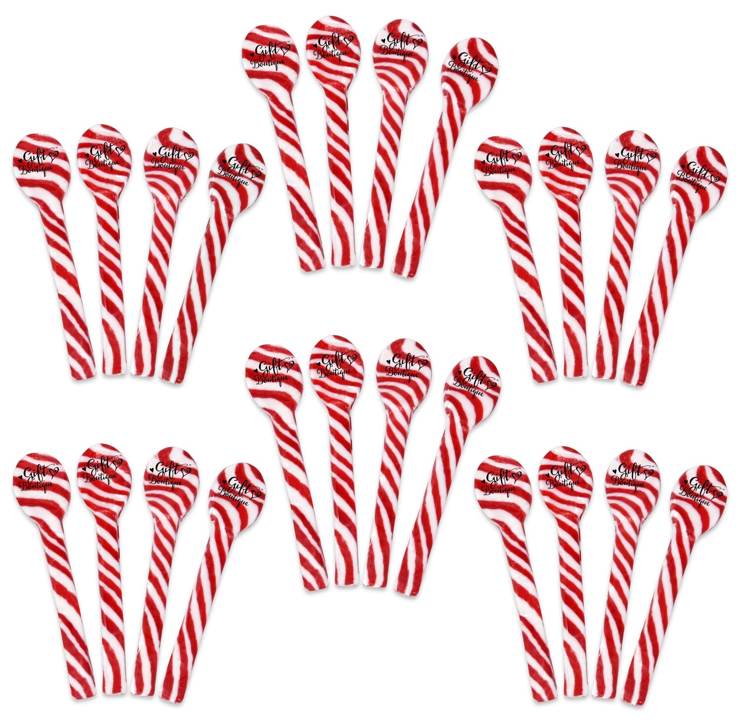 Gift Boutique Christmas Peppermint Candy Cane Spoons 24 Pack Edible Mint Candies Spoon Individually Wrapped for Stirring Beverages Cocoa Tea Coffee Cocktails, Stocking Fillers Holiday Party Favor Gift