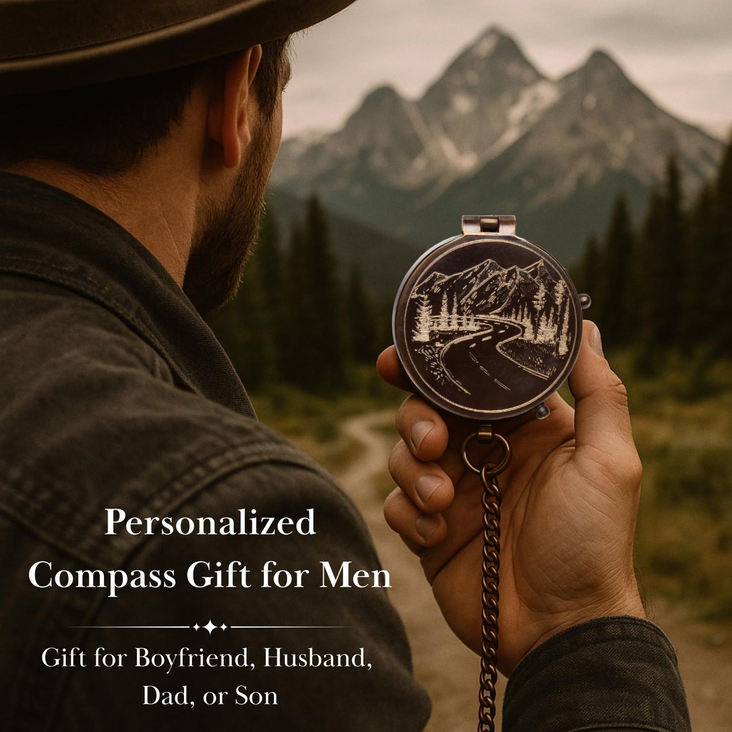 Engraved Compass Gift for Men – Personalized Brass Pocket Compass – Custom Antique Keepsake for Son, Husband, Boyfriend, or Dad – Graduation, Father’s Day, Anniversary, Birthday, or Christmas Gift