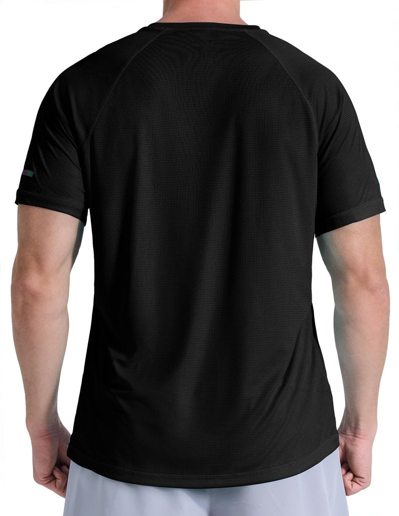 DFSOFT Men's Short Sleeve Workout Shirts Quick Dry Lightweight T-Shirts Gym Running Athletic Tshirt for Summer Black L