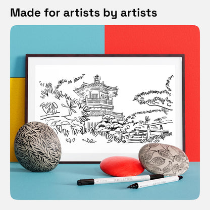 ARTISTRO 2 Black Dual-Tip Acrylic Paint Pens - Multisurface Markers for Glass, Rock, Fabric, Wood, Plastic & More - 1 mm Fine & Brush Tips